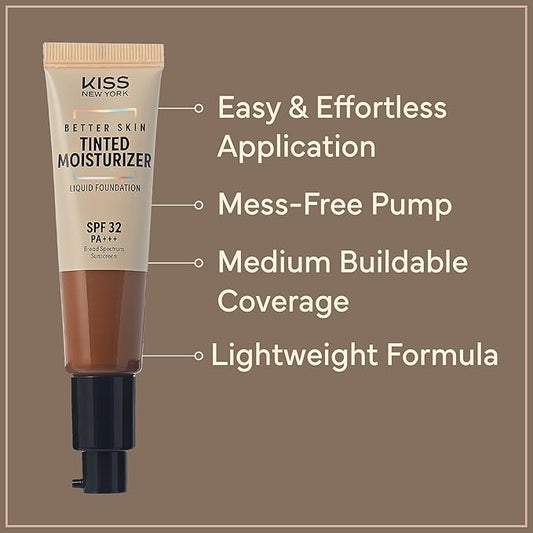 Tinted Moisturizer with SPF 32 PA+++ (Deep Honey), 12 Hour Hydrating Sunscreen for Face, No White Cast, Natural Radiant Finish, Medium Coverage, With Hyaluronic Acid, Vitamin E, Peptide