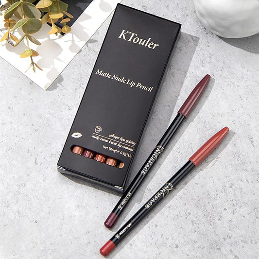 12 Pcs Matte Lip Liner Pencil Set, Smooth Waterproof Long-Lasting Fade Resistant Lip Pencil Makeup Gift Set for Women and Girls