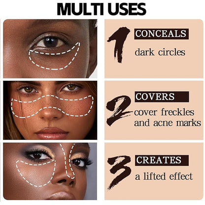 4pcs Liquid Concealer Stick,Full Coverage，4 Colors Corrector Foundation,Long Wear Under Eye Concealer Stick for Dark Circles,Blemishes,Acne,Freckles