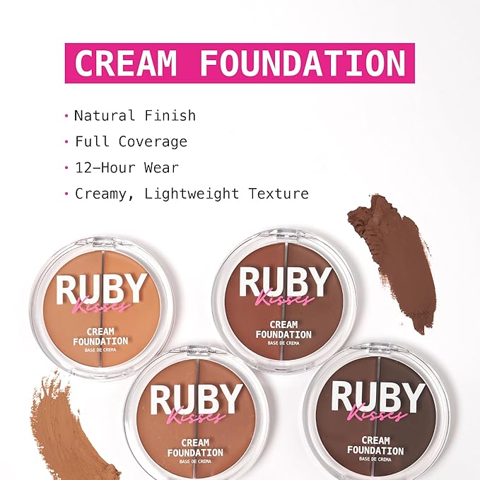 Ruby Kisses 3D Face Creator Cream Foundation & Concealer, 12 Hours Long Lasting, Medium to Full Coverage, Non-Greasy, Ideal for Makeup & Contour Palette (Level 8)
