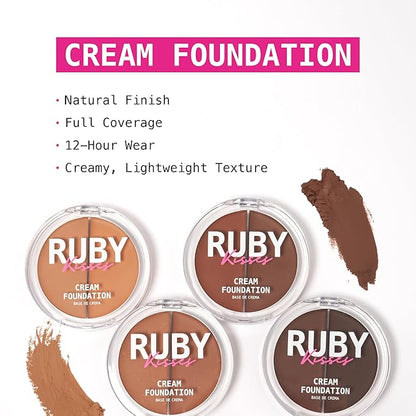 Ruby Kisses 3D Face Creator Cream Foundation & Concealer, 12 Hours Long Lasting, Medium to Full Coverage, Non-Greasy, Ideal for Makeup & Contour Palette (Level 8)