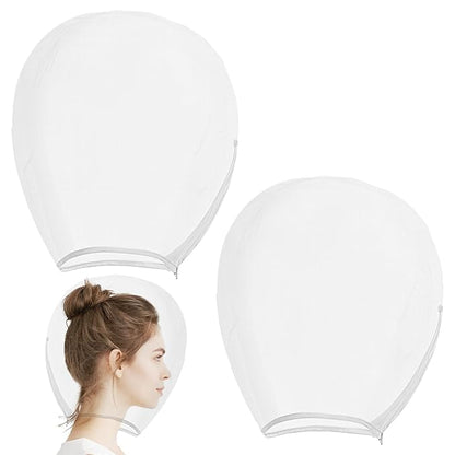 2 Pack Makeup Protector Hood, Protects Hair and Make Up While Getting Dressed, Chiffon Makeup Hood Zipper Closure Face Cover for Women Beauty Weddings
