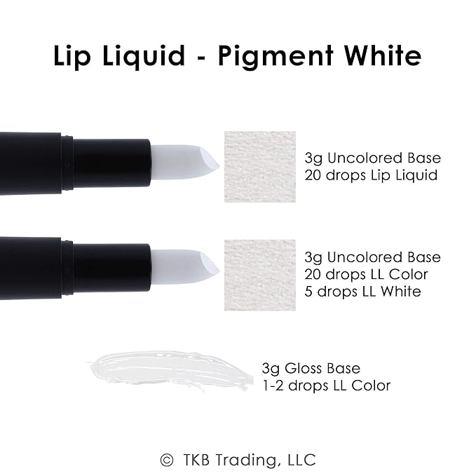 TKB Lip Liquid Color|Liquid Lip Color for TKB Gloss Base, DIY Lip Gloss, Pigmented Lip Gloss and Lipstick Colorant, Made in USA (1floz (30ml), Pigment White)