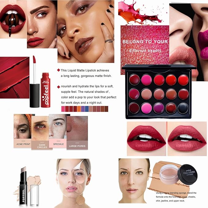 Makeup Kit for Women Full Kit, 24PCS Multi-Purpose Makeup Kit All-in-One Makeup Gift Set Makeup Essential Starter Kit, Compact and Lightweight Design for Girls, Women