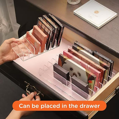 2PCS Makeup Palette Organizer,Eyeshadow Palette Organizer,Eyeshadow Storage Holder with 7 Compartments - Sturdy beauty storage, compact organizers for eyeshadows, lipsticks, and cosmetics.