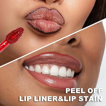 Peel Off Lip Tint, Wipe-On Colour Liquid Lipsticks, Tattoo Lip Glaze, Matte High Pigment Long Wear Waterproof Lip Contour Stain Non Smudge Transfer Proof Tear-off Lip Gross (#02, 0.12 floz)