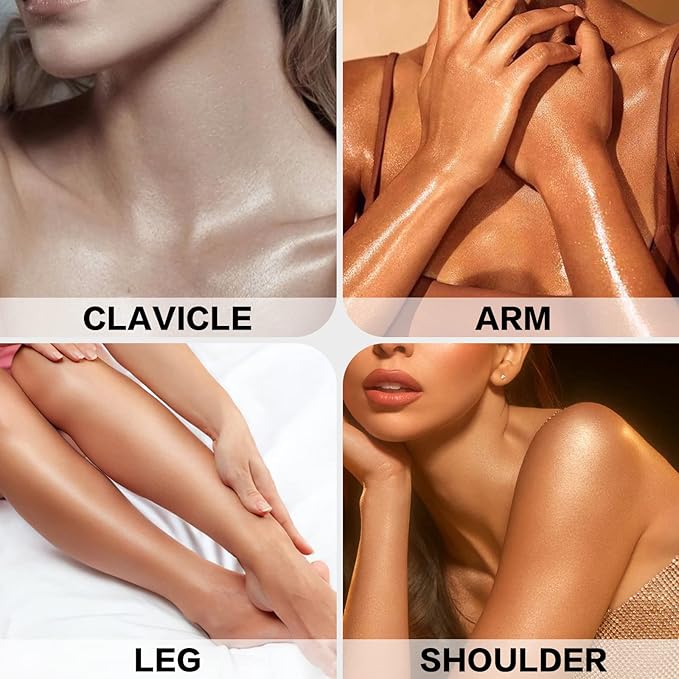 FOCALLURE Starfall Glowing Liquid Highlighter, Shimmering Body Oil, Non-Sticky Shimmer Liquid Luminizer, Non-Greasy, Face & Body Glitter Makeup for Costumes, Cosplay, Rave Festival, ORION