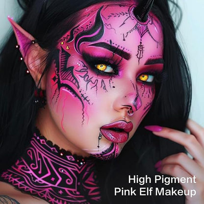 UCANBE Pink Face Body Paint Makeup Foundation, Professional Waterproof Cream Greasepaint, Non-Toxic Face Painting Kit for Halloween Makeup, Sugar Skull SFX Cosplay, Special Effects Costume & Parties