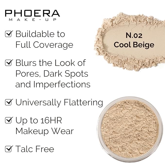 PHOERA Foundation, PHOERA Contour Palette,Shades with Highlighter & Bronzer & Blush,Up to 24 Hour Fresh Wear,PHOERA Concealer Primer Powder (101+102+ #001 Contour/Porcelain+ Nude+#001)