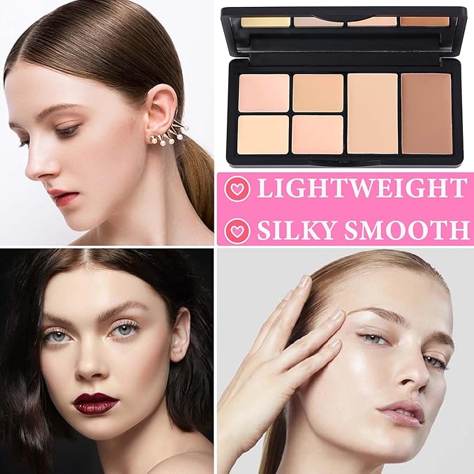 Color Correcting Concealer & Contour Palette - Long-Lasting Makeup Cream Contouring Foundation Highlighting Corrector for Dark Circles & Blemishes (#02)