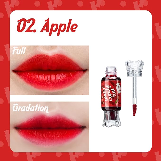 THESAEM Saemmul Water Candy Tint #2 Apple - High Pigment Long Lasting Lip Stain Juicy Fruity Vivid Colors – Transfer Proof, Weightless & Smudge Proof, 0.3 fl.oz.