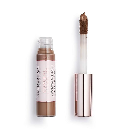 Makeup Revolution Conceal and Hydrate Concealer, Full Coverage & Matte Finish, C14 for Dark Skin Tones, Vegan & Cruelty-Free, 0.7 Fl Oz