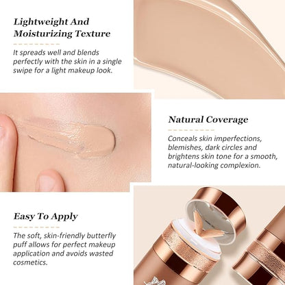 Boobeen Air Cushion BB Cream, Lightweight Moisturizing Foundation Face Makeup, Natural Matte Concealer for Dewy Finish, Conceal & Brighten Nude Base Primer Cream to Even Skin Tone, Long Lasting