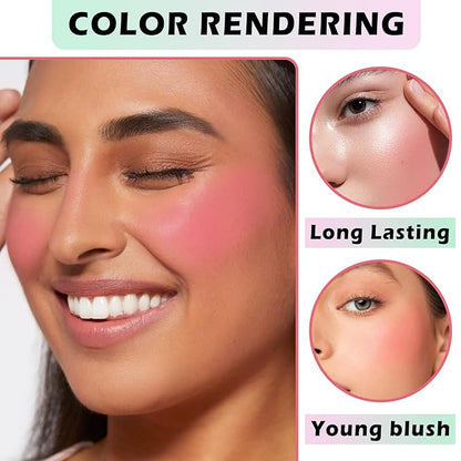CAHIUYOA Pink Liquid Blush Oil Clear Liquid Blush for Cheeks Tinted Blush Stick Moisturizing Smooth Liquid Face Blush Makeup Gifts for Women