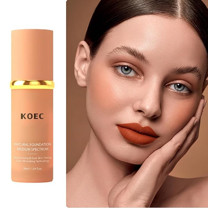 4 IN 1 Match Skin Color Changed Liquid Foundation, Full Coverage Flawless Base Nude Face Liquid Cover Concealer,Medium Spectrum,Long Wearing & Waterproof,Moisturizing with SPF 50+ Foundation