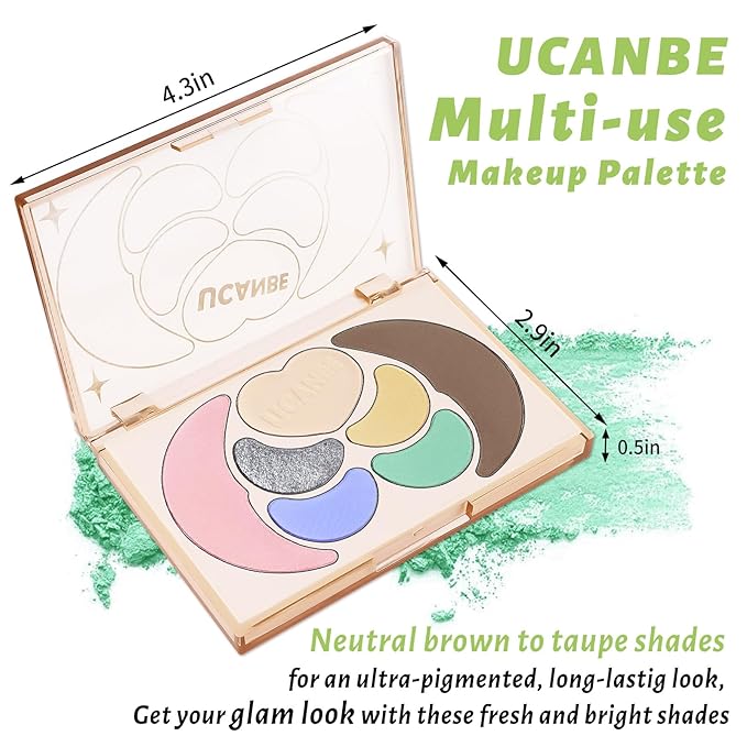 UCANBE All in One Makeup Kit - 4 Shimmer Matte Eyeshadow, 1 Pink Blush, 1 Bronzer Contour, 1 Illuminator Highlighter Makeup Palette Make Up Sets for Women Girls Teens Gift (06 Bucolic Makeup Palette)