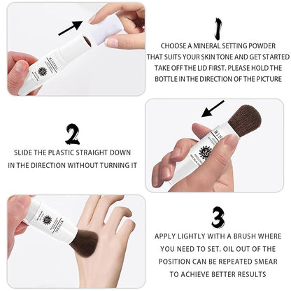 Sunscreen Setting Powder SPF 35, Mineral Brush Powder for Face & Scalp, Oil Control Natural Matte Finish Loose Powder Translucent Lasting Lightweight Breathable for All Skin (03# White)