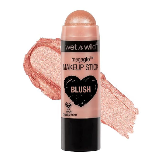 wet n wild MegaGlo Makeup Stick Bundle - Peach Bums & Current Jam, Buildable Color for Cheeks, Eyes & Lips