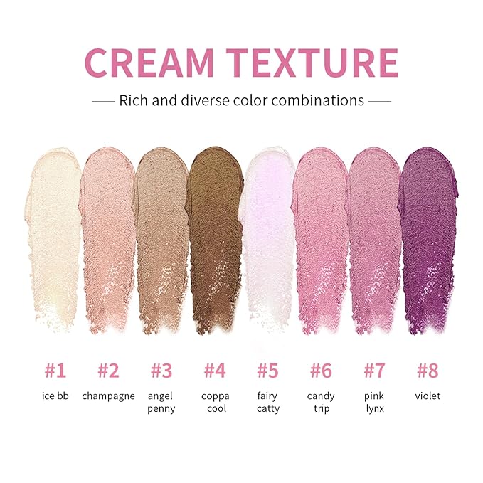 8 Colors Multi-use Cream Contour Highlighter Palette Makeup,Concealer Palette for Cheek Eye Nose Face Body,Cheek Lip Tint,Lightweight Soft Buildable Blendable Natural Look