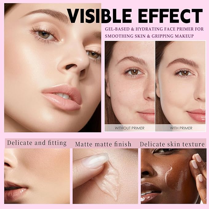 3 In 1 Primer for Face Before Makeup, Transparent Makeup Base Isolation Cream, One Step Moisturizing Face Primer, Blurs Imperfections Oil Control & Evens Skin Tone