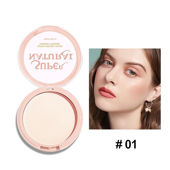 Matte Setting Powder 8 Colors Lightweight Oil Control Pressed Powder Foundation Flawless Long-Lasting Finishing Powder Foundation (Color 01)