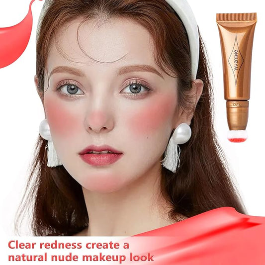 Blush Wand Liquid Cream Blush Stick with Cushion Applicator Face Blush Makeup Long Lasting Cream Contour Wand Highlighter Blush Liquid Rare Beauty Blush Contour Stick(#03 Cherry Red Blush)