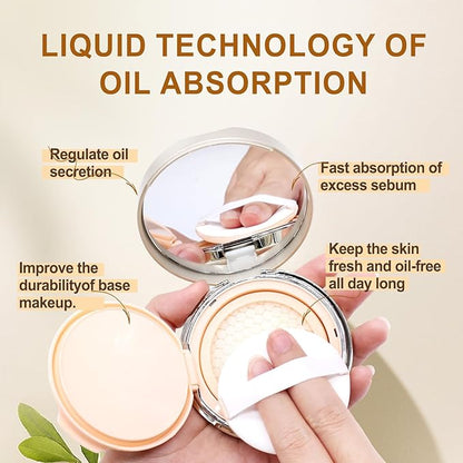 Face Oil Blotting Cushion Instead Of Oil Blotting Paper Sheets for Oily Skin, Oil Absorbing Liquid Cushion, Moisturizing & Smoothing Pores With Natural Tea Tree, Instant Oil control for Make Up