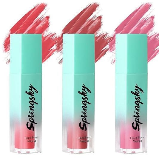 3Pcs Liquid Blush for Cheeks, Soft Moisturizing Matte Finish, Blendable, Long-Wearing Smudge-Proof Natural
