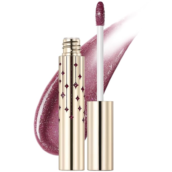 FOCALLURE High Shine Glitter Lip Gloss,Hydrates and Soothes Lips for a Gorgeous,Delivers a Non-sticky Glossy finish,Long-lasting Shine & Fuller-looking Lip Makeup,PK04 LOLIPOP