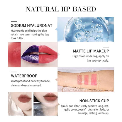 3Pcs Lip Stain Peel Off Masque Set,Matte Liquid Lipstick Nude Lip Gloss Waterproof Lip Stain Non-stick Cup Peel Off Lipstick Lip Makeup for Women