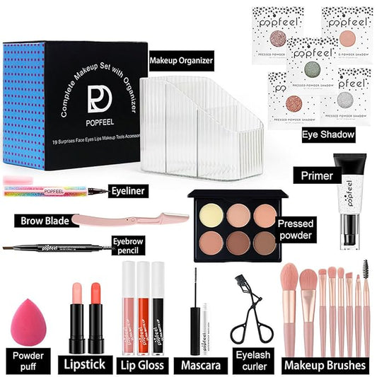 All in One Makeup Kit for Women Full Kit, Travel Gift Sets Including Organizer, Eye Shadow, Lipstick, Eyeliner, Mascara, Powder Puff, Brushes and More for Girls Teens