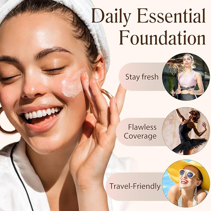 Foundation 4 in 1 - Medium Spectrum with SPF 50+, Anti-Aging, Concealer, Sun Protection, Hydrating Color Changing Foundation Makeup Liquid - Longwearing & Waterproof for Sport, Dancing (Gym, 30ml)