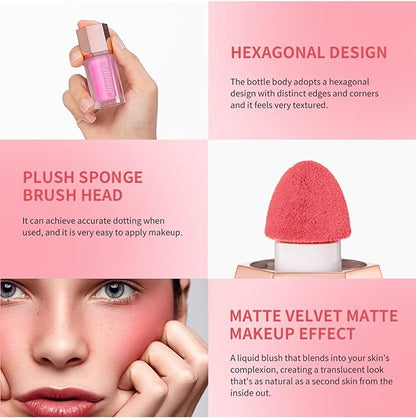 3Pcs Liquid Blush, Soft Silky Cream Blush Makeup for Cheeks, Natural-Looking, Weightless, Long-Lasting, Dewy Finish (Set B, 3)