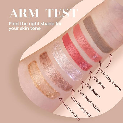 Highlighter Beauty Wand, Liquid Face Highlighter Stick with Cushion Applicator, Long Lasting Smooth Natural Matte Finish, Lightweight Blendable Super Silky Cream Highlighter Stick (04#