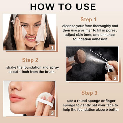 Air Brush Makeup Foundation and Makeup Primer for Face,Hydrates and Moisturizes,Buildable Coverage with Anti-aging Formula for Smooth Radiant Skin (01 Natural)