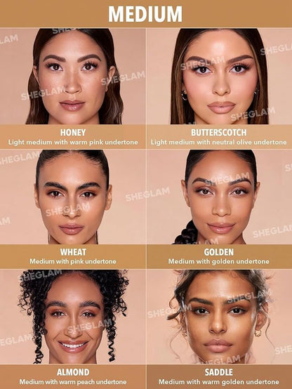 SHEGLAM Skinfinite Hydrating Foundation Flawless Dewy Foundation Hydrating Coverage Invisible Pore Concealer Pore-less Non-Greasy Lightweight Natural Soft Liquid Foundation-Saddle