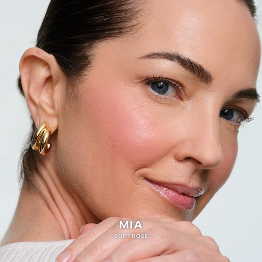 Saie SuperSuede Baked Blush - Talc-Free Powder Blush for All Day Wear - Enriched with Plant-Derived Squalane + Glycerin to Help Moisturize Dry Skin - Mia (.01 Ounce)