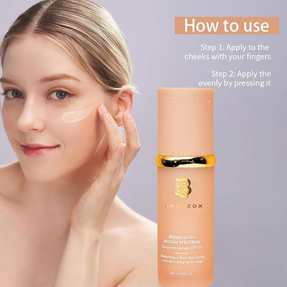 4 in 1 Foundation Liquid,4 in 1 Cosmetics Foundation Liquid with SPF 50,Medium Coverage,Longwearing & Waterproof, Hydrating Color Changing Spectrum Achieve Flawless Skin (1PCS)