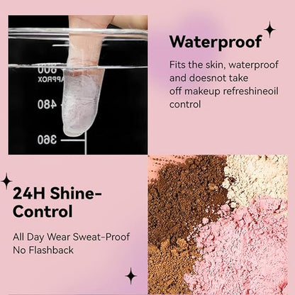 Glitter Loose Setting Powder - Translucent, Long-lasting, Lightweight, and Waterproof for Dark Skin Flawless Daily Oil Control Makeup, 0.21 Oz (Toasted Almond, 1pc)