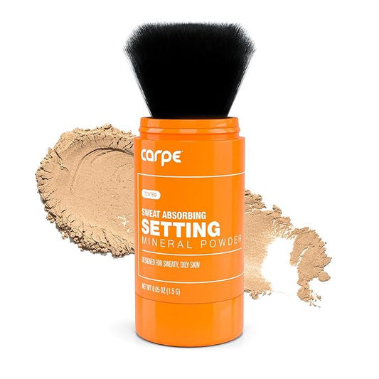 Carpe ~NEW~ Sweat Absorbing Translucent Mineral Powder - Mess-free Loose Powder Makeup That Controls Oil & Sweat Shine - Makeup Setting Powder For Oily Skin - Matte Finish Gentle on Skin
