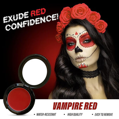 MANIC PANIC Vampyre's Veil White Pressed Powder Bundle with Vampire's Kiss Red Face & Body Paint Makeup