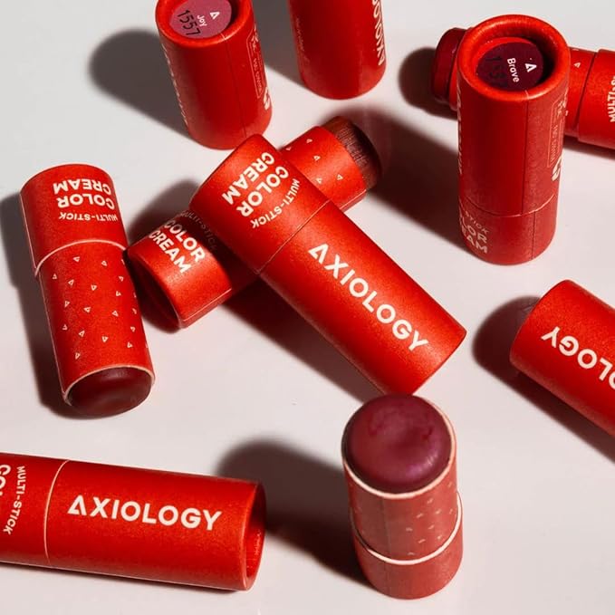 Axiology Multi Stick Color Cream For Eyes, Lips, Cheeks Flirtatious & Creamy Glide Hydrating Blush Face Sticks Contour & Highlight All Day Wear Vegan Makeup with Oils, Butter, Antioxidants (True)