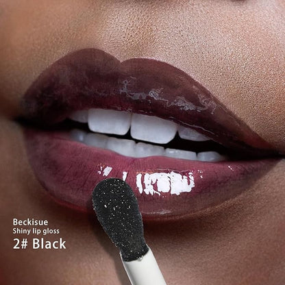 Translucent Black Lip Gloss, Clear/Cherry/Sugar Lip Oil, Plumping Hydrating Mirror Highlight Gloss - Moisturizing Long Lasting & Non-Sticky Vegan Makeup (3Pcs)