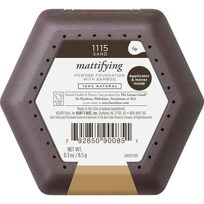 Burt’s Bees 100% Natural Origin Mattifying Powder Foundation, Sand, 0.3 Ounce, Packaging May Vary