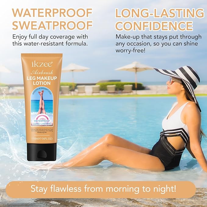 Waterproof Leg and Body Makeup, Long Lasting Skin Perfecting Body Foundation, No Transfer Vein Cover Up for Varicose Veins, Black Skin, Scars, Tattoos#Medium Glow 4FL OZ