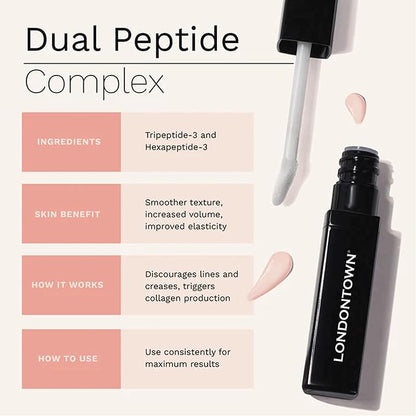 LONDONTOWN Volumizing Plumping Lip Serum Clear High Shine Hydrating Non-Sticky Lightweight Lip Booster with Peptides and Hyaluronic Acid
