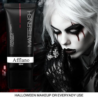 White Foundation Goth makeup,Full Coverage color changing foundation,liquid,creamy, waterproof, long-lasting makeup for Goth Clown Make up, Daily,Cosplay, Dramatic, Halloween Makeup