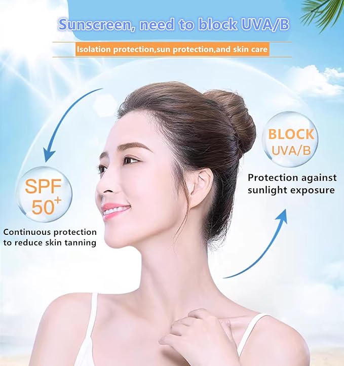 Go Ho Mineral Sunscreen Setting Powder - SPF 50,Translucent,Loose Natural Matte Face Makeup Brush-in,For All Skin Tones,Sunscreen Brush Powder for Hair and Scalp