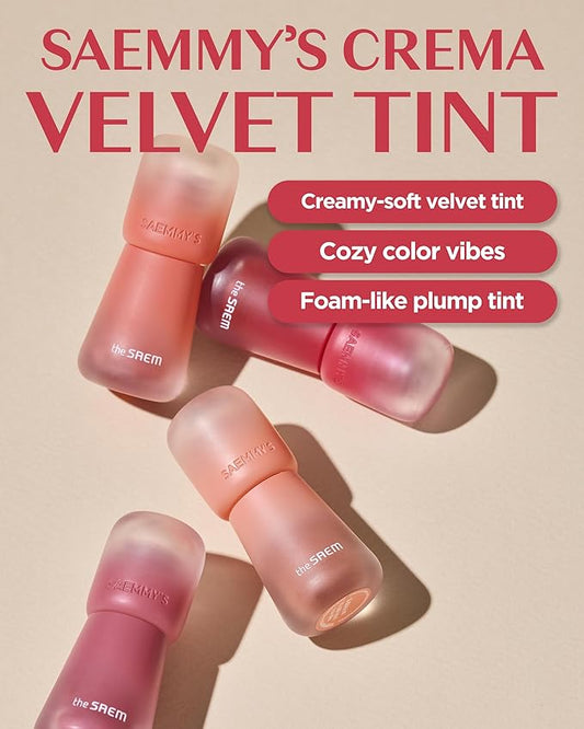 THESAEM Saemmy's Crema Velvet Tint 01 Caramel Whip – Matte Lip Cream Velvet Finish Lip Makeup with Natural Plumping Effect - Long Lasting Smooth Fluffy Lips, 0.1oz.