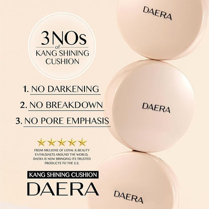 Kang Shining Korean BB Layering Cushion Foundation + Refill 12g (1 Color, Neutral), Natural Glowing Makeup, Self Adjusting K Beauty Makeup, 72 HR Hydrating, Buildable Coverage(12g, 0.42 oz)